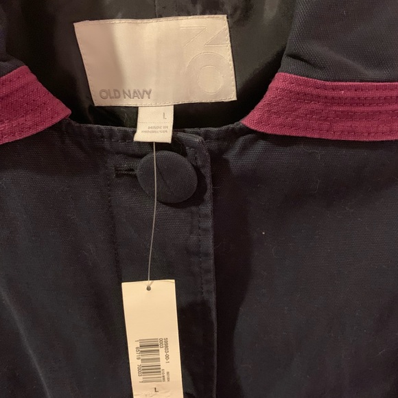 NWT Old Navy Navy & Purple Button Down Pea Coat - Picture 2 of 5